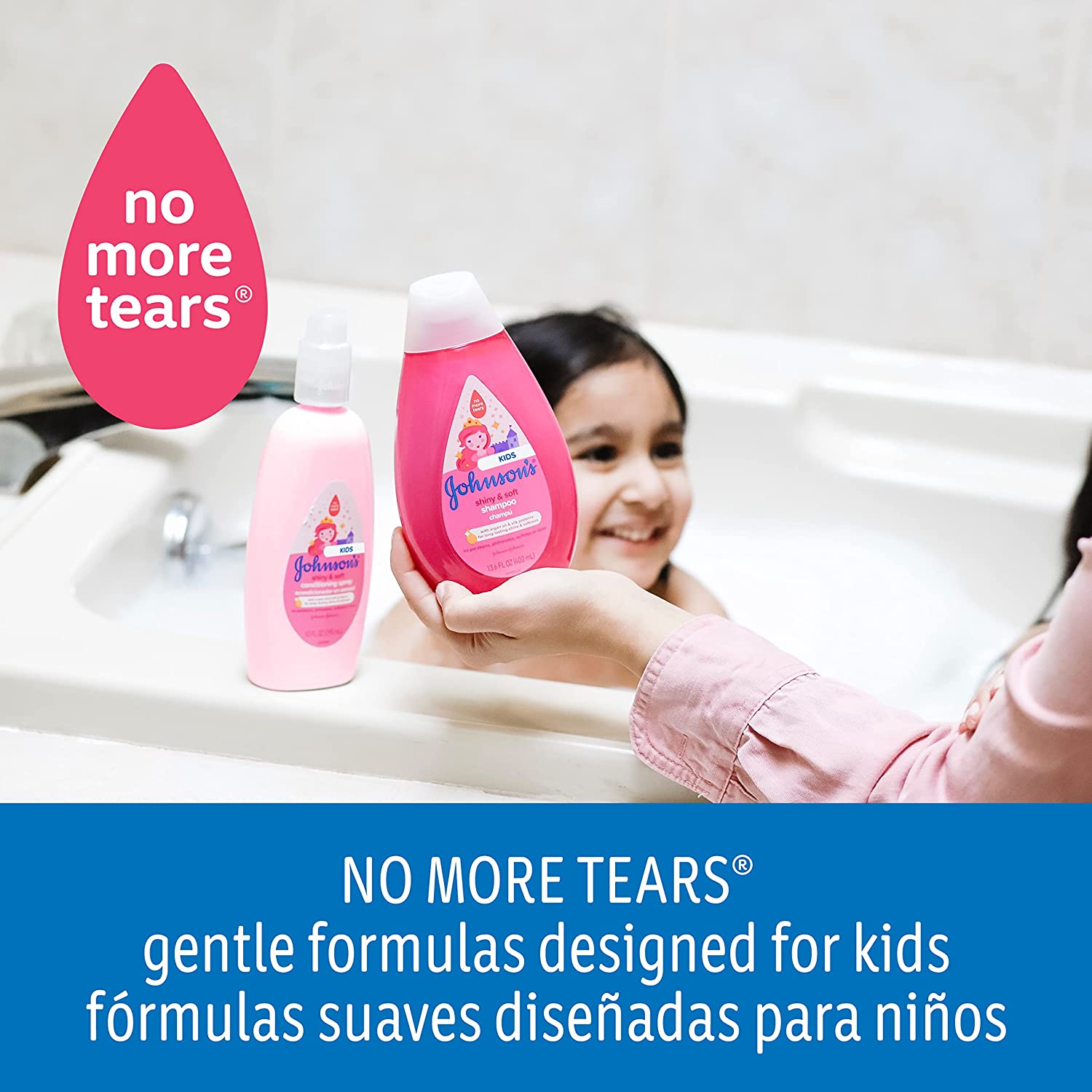 Johnson's Baby Shiny & Soft Tear-Free Kids' Hair Conditioning Spray with Argan Oil & Silk Proteins, Paraben, Sulfate & Dye-Free Formula, Hypoallergenic & Gentle for Toddlers, 10 Fl Oz - Image 4